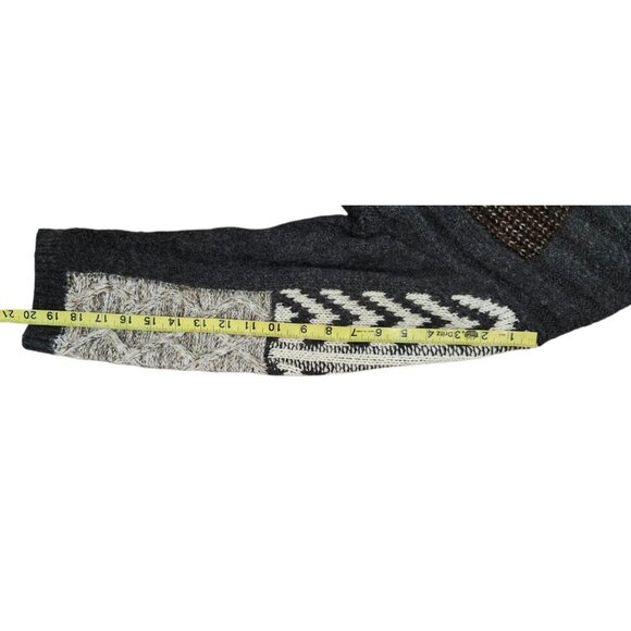 Zara Patchwork Cardigan Sweater Womens Size S Brown Ivory Oversized Chunky - Picture 13 of 14